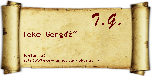 Teke Gergő névjegykártya